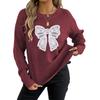 Women's Casual Round Neck Pullover Top Embroidered Lace Butterfly Sweater