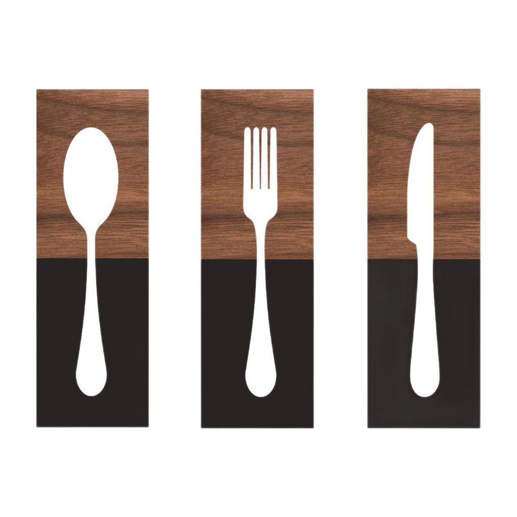 Kitchen Utensils Tableware Plaque Rustic Wooden Wall Hanging Cutlery Sign for Cafe Decoration Dining Room Housewarming Gift