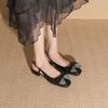 Women's shoes summer women's 2025 French style not tired feet single shoes bag head bow hollow low heel sandals women's Huizhou women's shoes