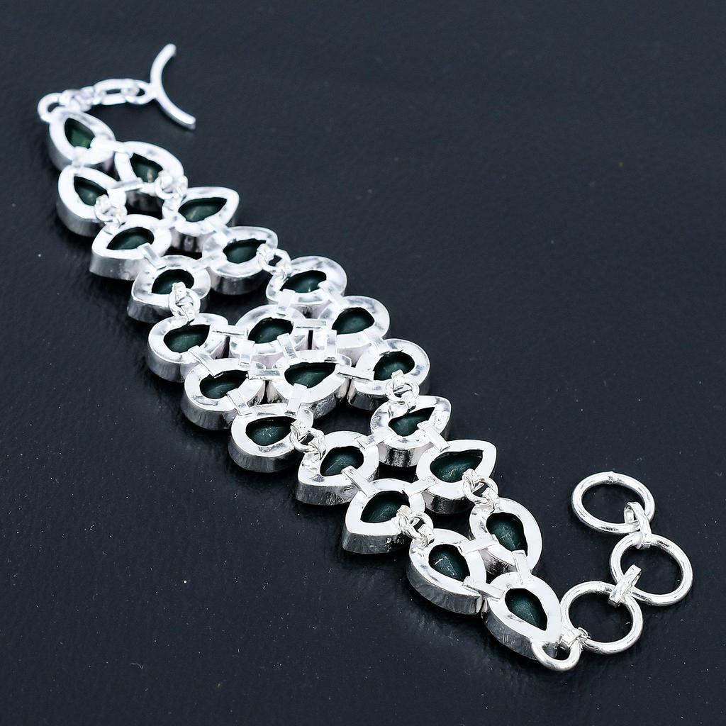 Emerald Gemstone Handmade 925 Sterling Silver Bracelet, Silver Bracelet, Emerald Bracelet For Women, Emerald Unisex Bracelet For Gifts