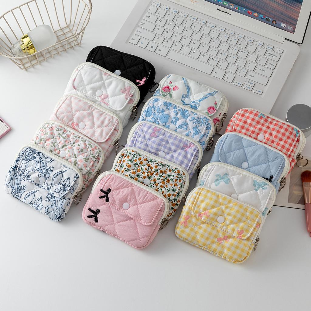 Mini Cute Square Cosmetic Bag Women Lipstick Sanitary Napkins Storage Pouch Small Makeup Zipper Bags