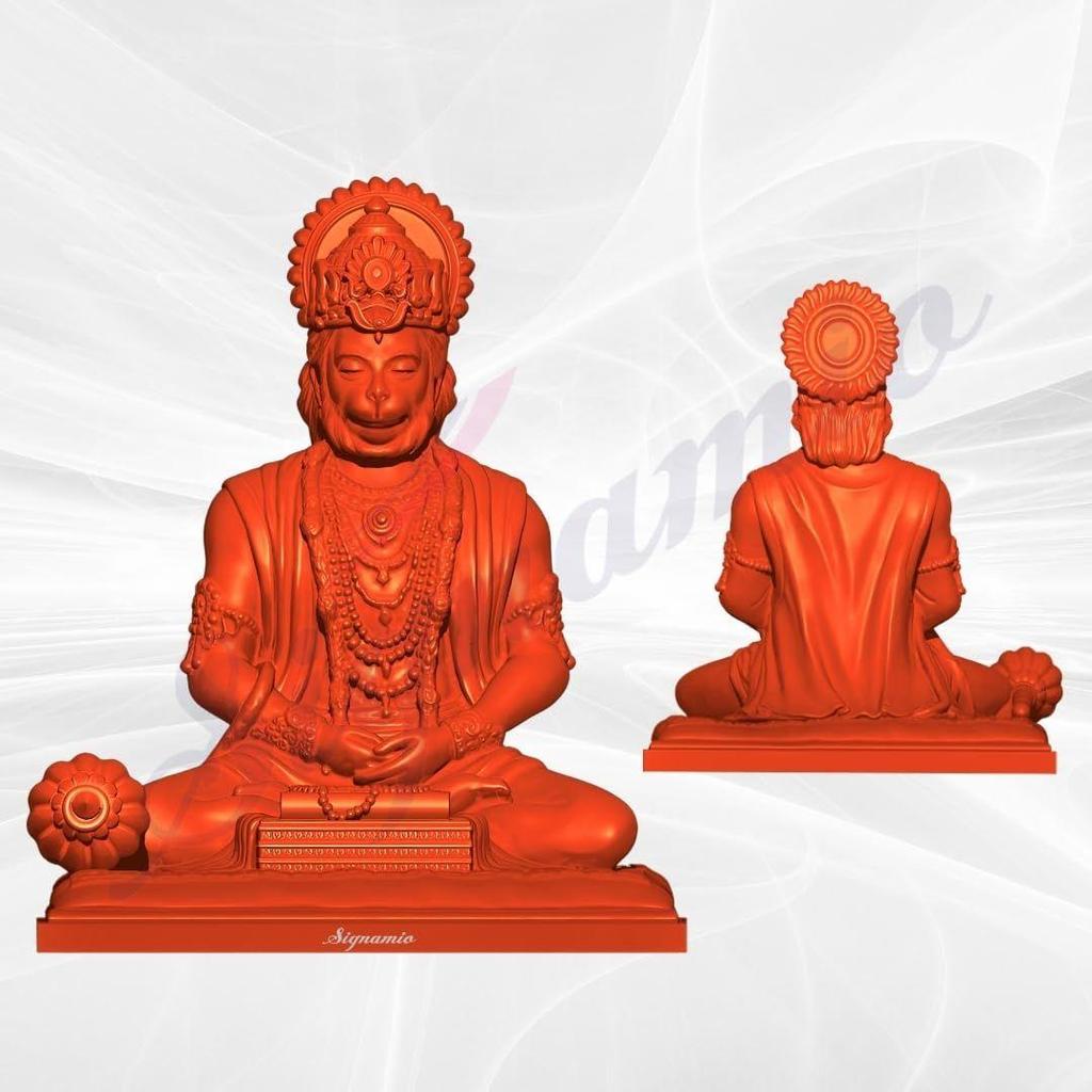 Orange Hanuman Ji Idol Statue für Armaturenbrett - Göttliche Bajrangbali Murti, Perfektes Hindu-Gott-Geschenkartikel und Heim-Puja-Dekoration