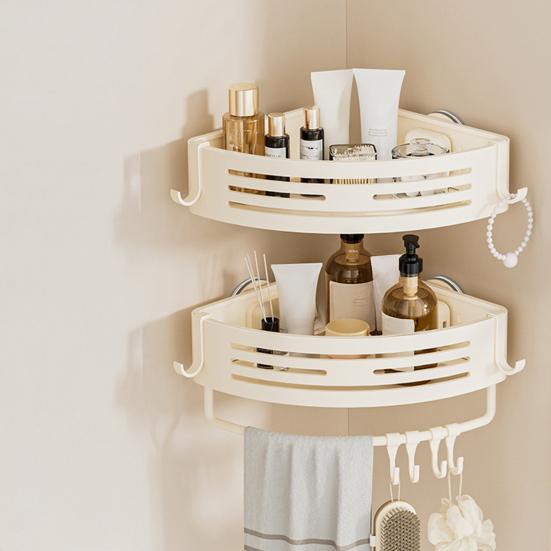 Suport de colț cu ventuză Triunghiular Suport de colț pentru duș Fără găurire Organizator de baie reglabil cu bară pentru prosoape Suport de depozitare pentru duș Bucătărie