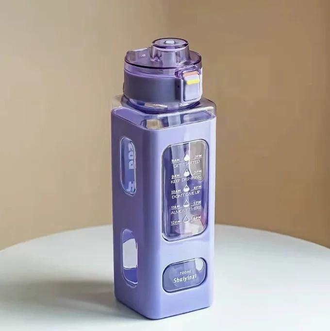 1pc 700ml Portable Sports Water Bottle With Straw Sippy Cup Plastic Tea Milk BPA Free Gourde Drink Bottle Suitable for Outdoors