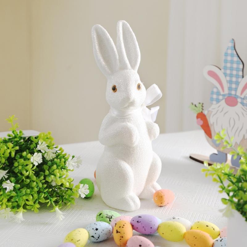 User Friendly Glittering Easters Rabbit Statue Colorful Portable for Holiday DIY Decorations Safe for Children