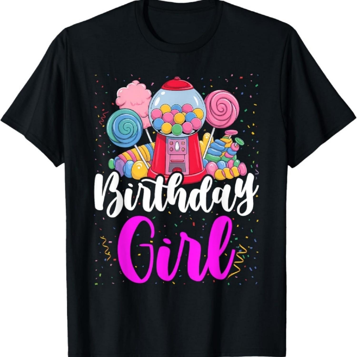 

Конфетный автомат День рождения Девочка Сладкая Конфетная страна Подходящая семейная футболка XXXXXL чёрный