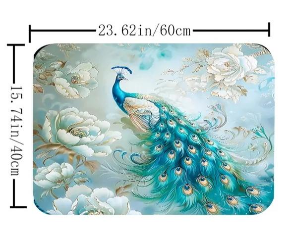 4pc Peacock pattern bath curtain set, 2D flat printing bathroom partition curtain, modern home curtain decoration