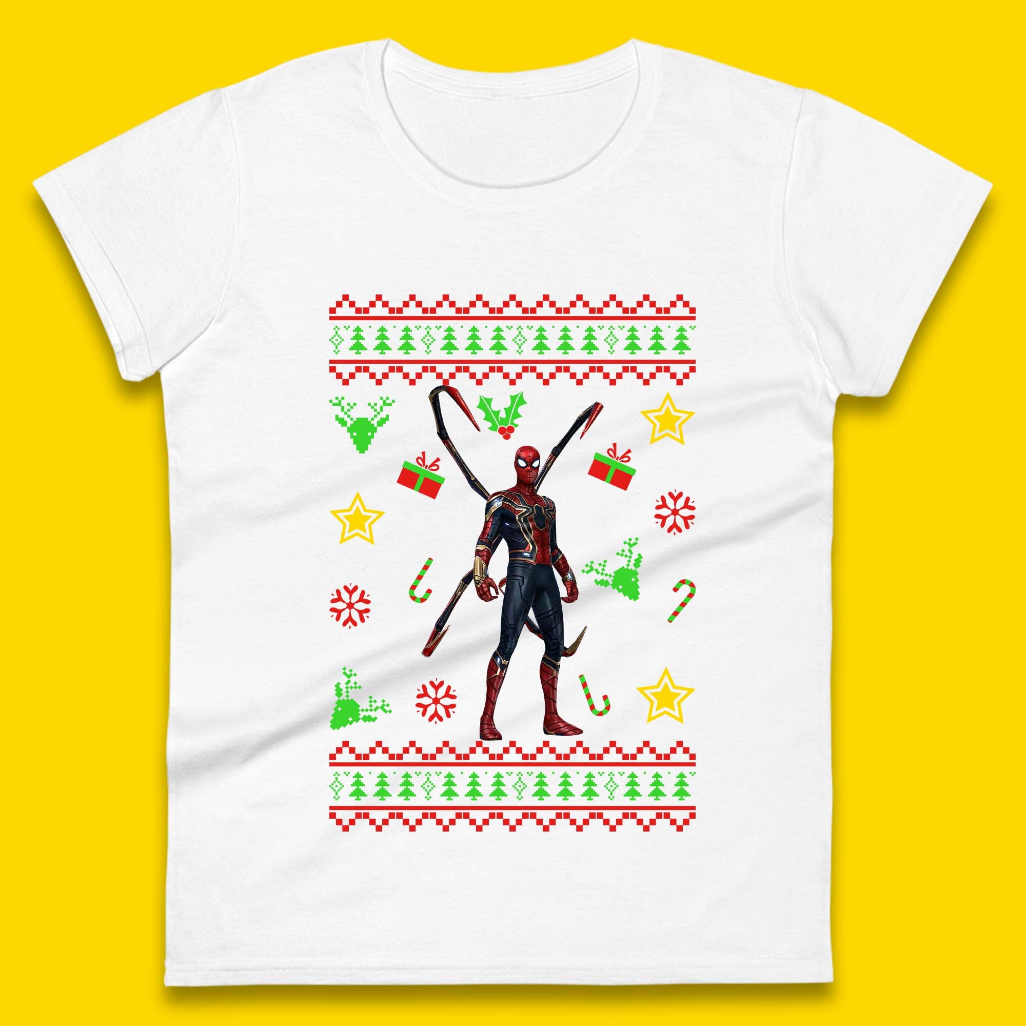 Spiderman Christmas Womens T-Shirt Mens Tops Tees Unisex 3XL