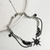 Punk Y2K Star Wings Stacked Necklace Chain Collar Dark Winged Angel Pendant Layered Chain Choker Black Wing Necklaces Jewelry