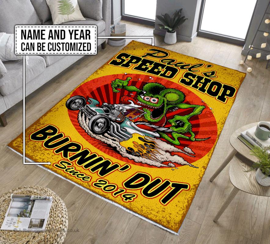 Personalizovaný koberec Rat Fink do obývačky Spálňa Rat's Hole Old School Culture Mat Darčeky pre otca Vlastný koberec Fink na motocykel