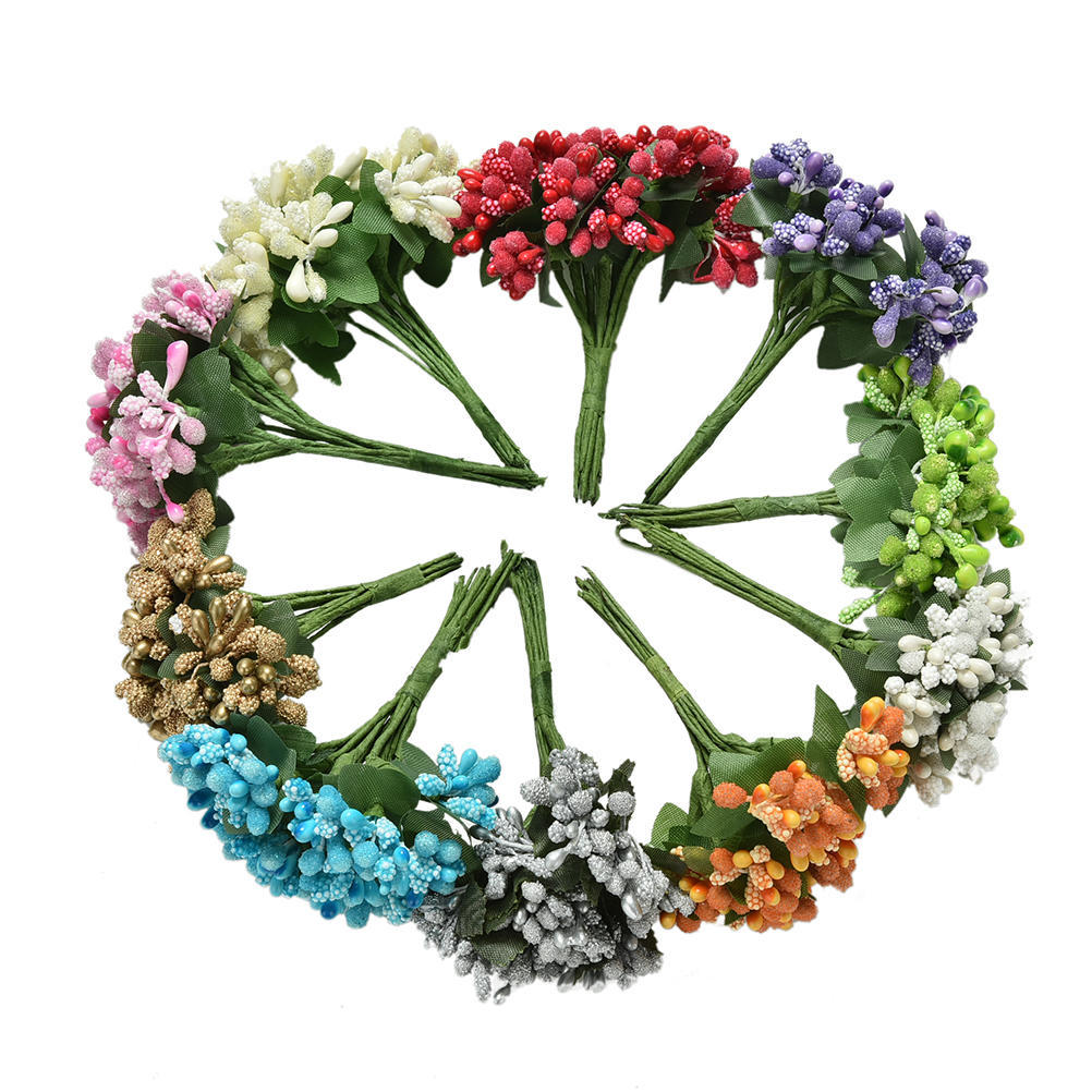 Buy 12X Mini Artificial Stamen Bud Silk Flower Bouquet Wedding Decor