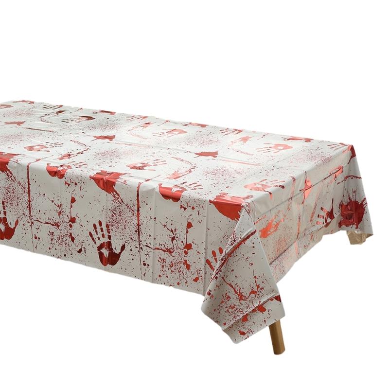 Bloody Table Cover Bloody Handprints Tablecloths Rectangle Scary Table Cover for Halloween Spooky Party Decorations