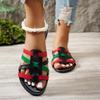 Fashion Summer New Flat Shoes Women Fashion Round Head Open Toe Thin Ribbon Woven Hollow Soft Sole Anti-slip Wear-resistant Slippers