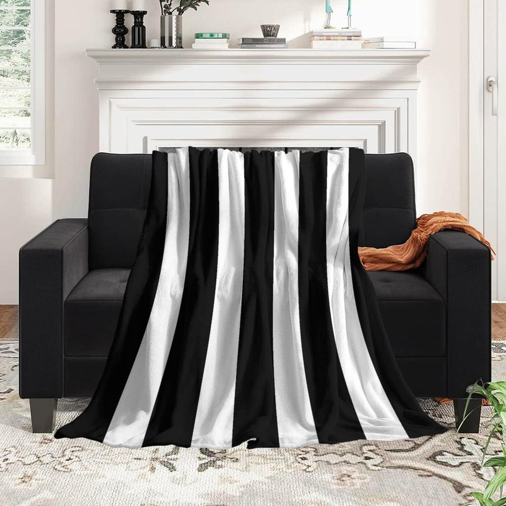 Schwarz-Weiß-gestreifte Decke Flanelldecke Lässige Nickerchen-Kleine Decke Geschenkdecke