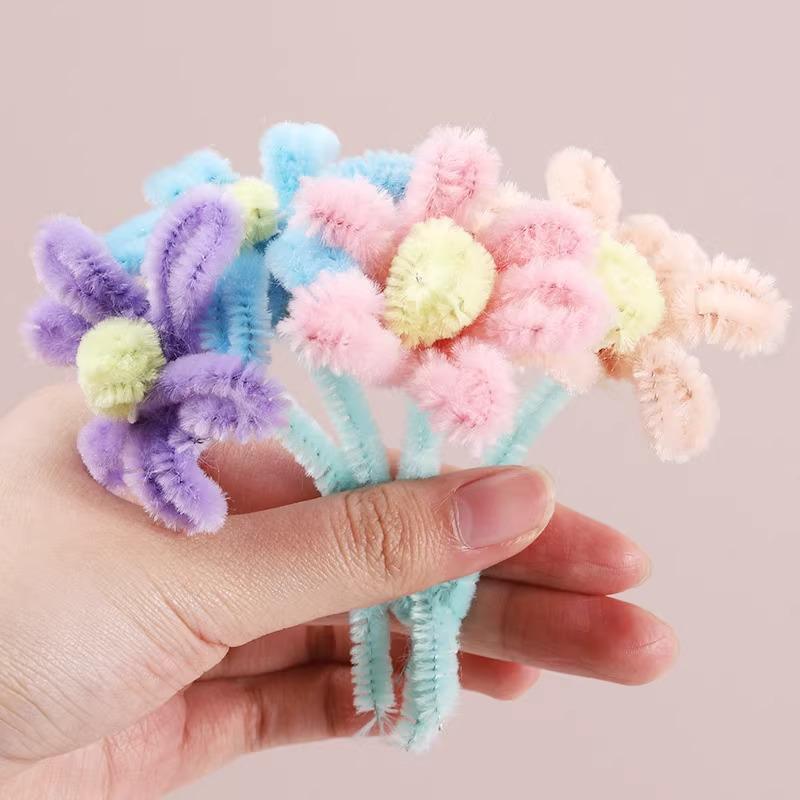 Handgemachtes Chenille-Stiel-Bouquet DIY-Set – Perfektes Geschenk zum 8. März von Kindern an Mama