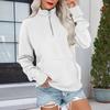 Women's Loose Fit Zip Up Sweatshirt Color Round Neck Long Sleeve Top