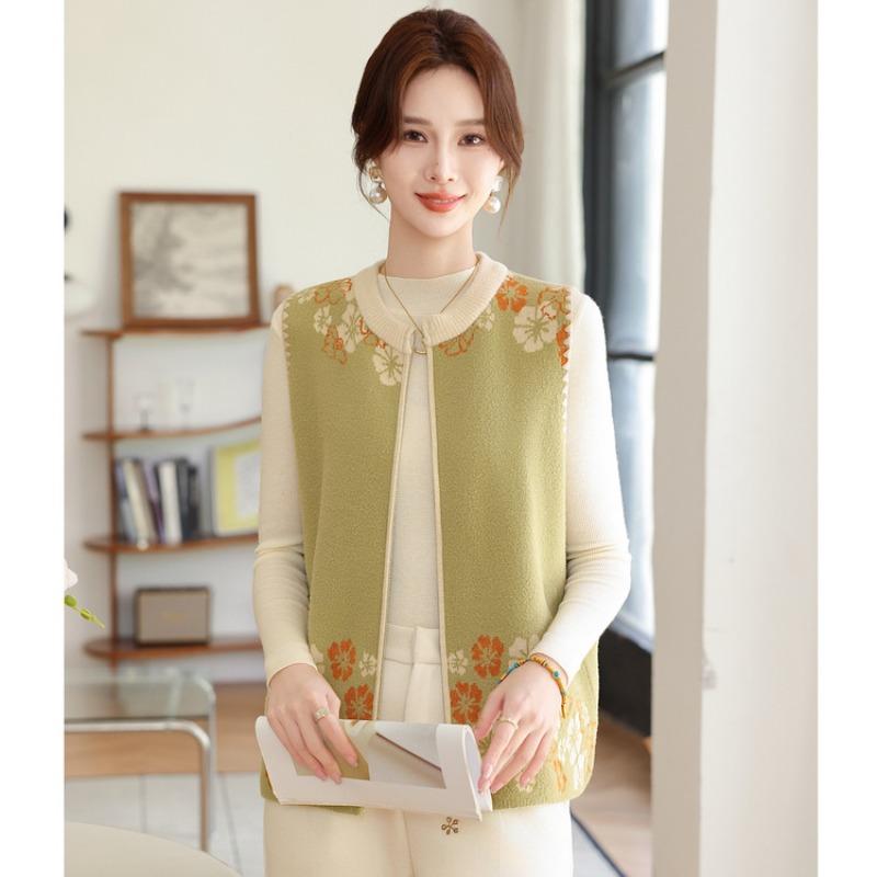 New Fashion Short Jacket Zipper Sweater Mom Spring Wear Middle-aged Femininity Cardigan Large Size Top
