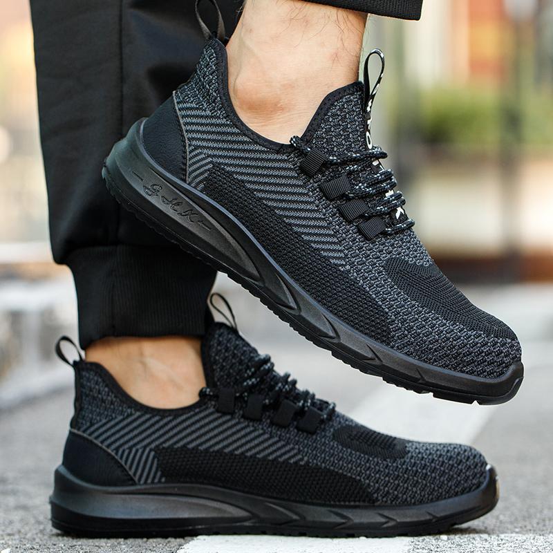 Lightweight Safety Shoes Men Steel Toe Work Shoes Breathable Puncture Proof Safety Boots Work Hiking Boots Sneakers Anti-slip