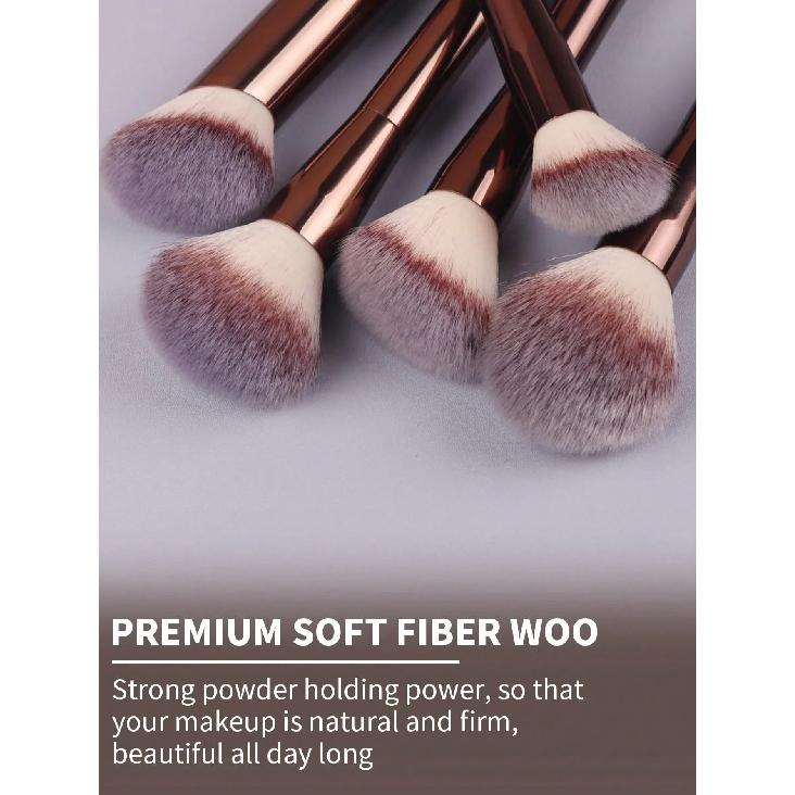 22pcs Professional Makeup Tools Set With Velvet Bag,20pcs Soft Long Aluminum Tube Makeup Brush Set+2pcs Powder Puffs Accessories