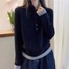 High Quality Knitted Shirt Women Casual Warm Color Blocking Fashion Autumn Winter Tops