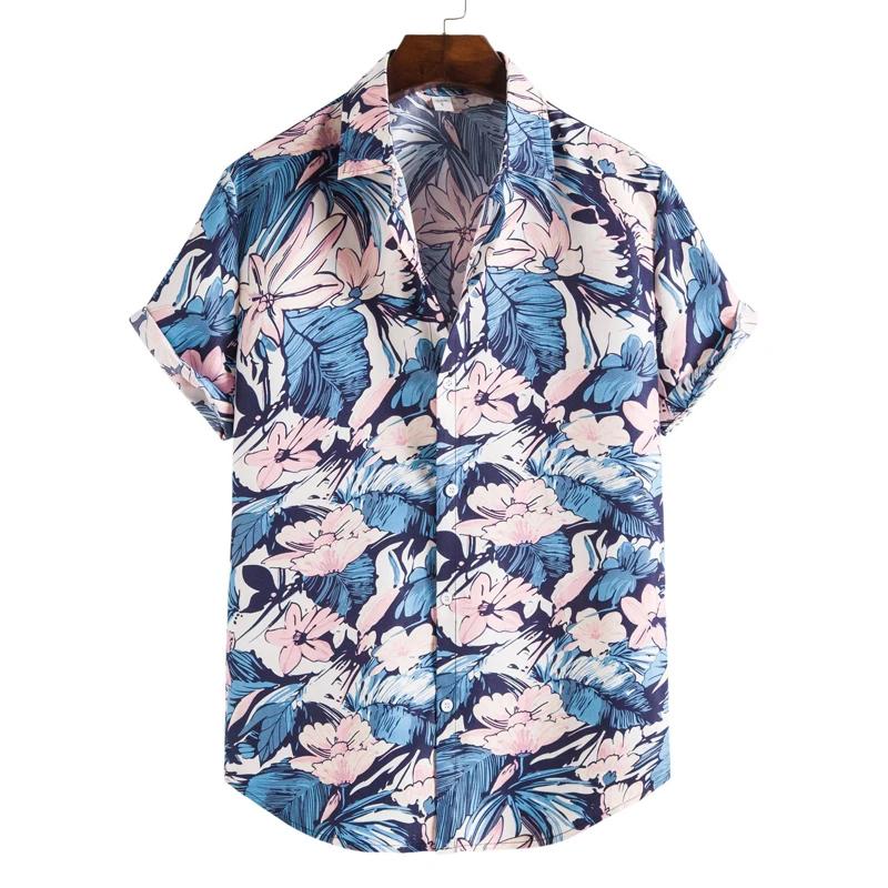 Men's Retro 90s Printed Shirts Hawaiian Short Sleeved Button Up Shirt Tropical Vacation Beach Shirt Men's Casual Loose Tops