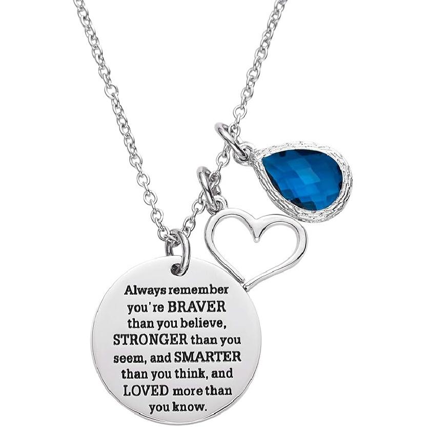 LParkin You are Braver Than You Believe Awareness Necklace Birthstone Graduation Gift Best Friend Encouragement Gifts … December_02