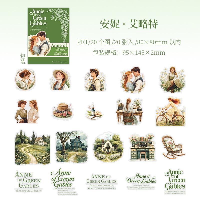 20pcs/1lot kawaii Stationery Sticker Literary Stories junk journal Decorative Scrapbooking DIY Craft Sticker