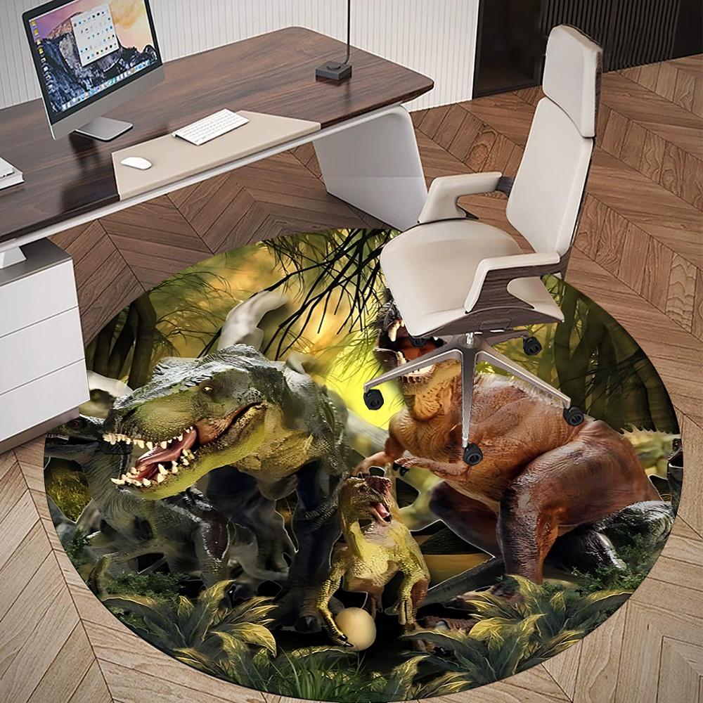 1pc Dinosaur Forest Round Chair mat Area Rug - Non-Slip, Floor Mat for Office, Bedroom, and Indoor Decor c1125318