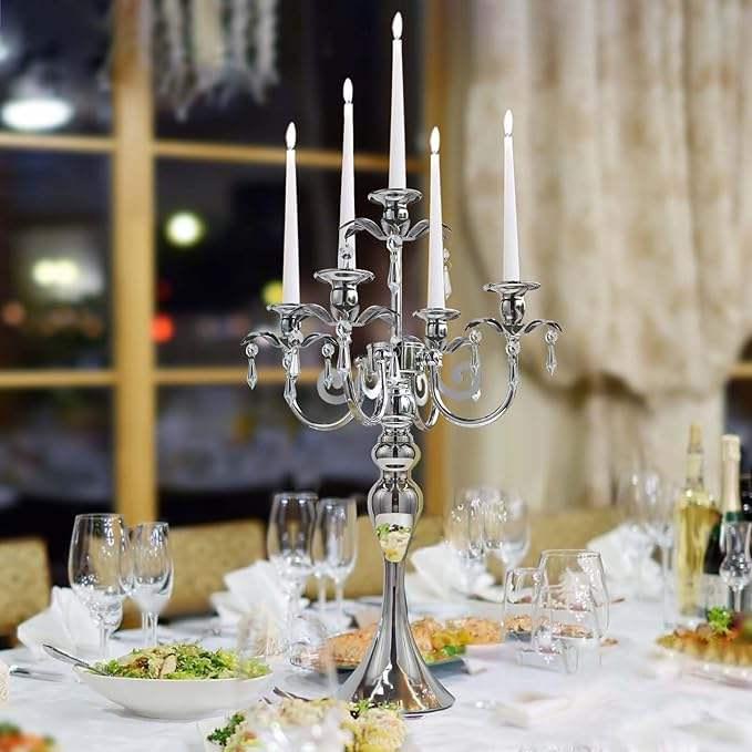 European Retro Five-Head Metal Candle Holder for Weddings and Restaurants