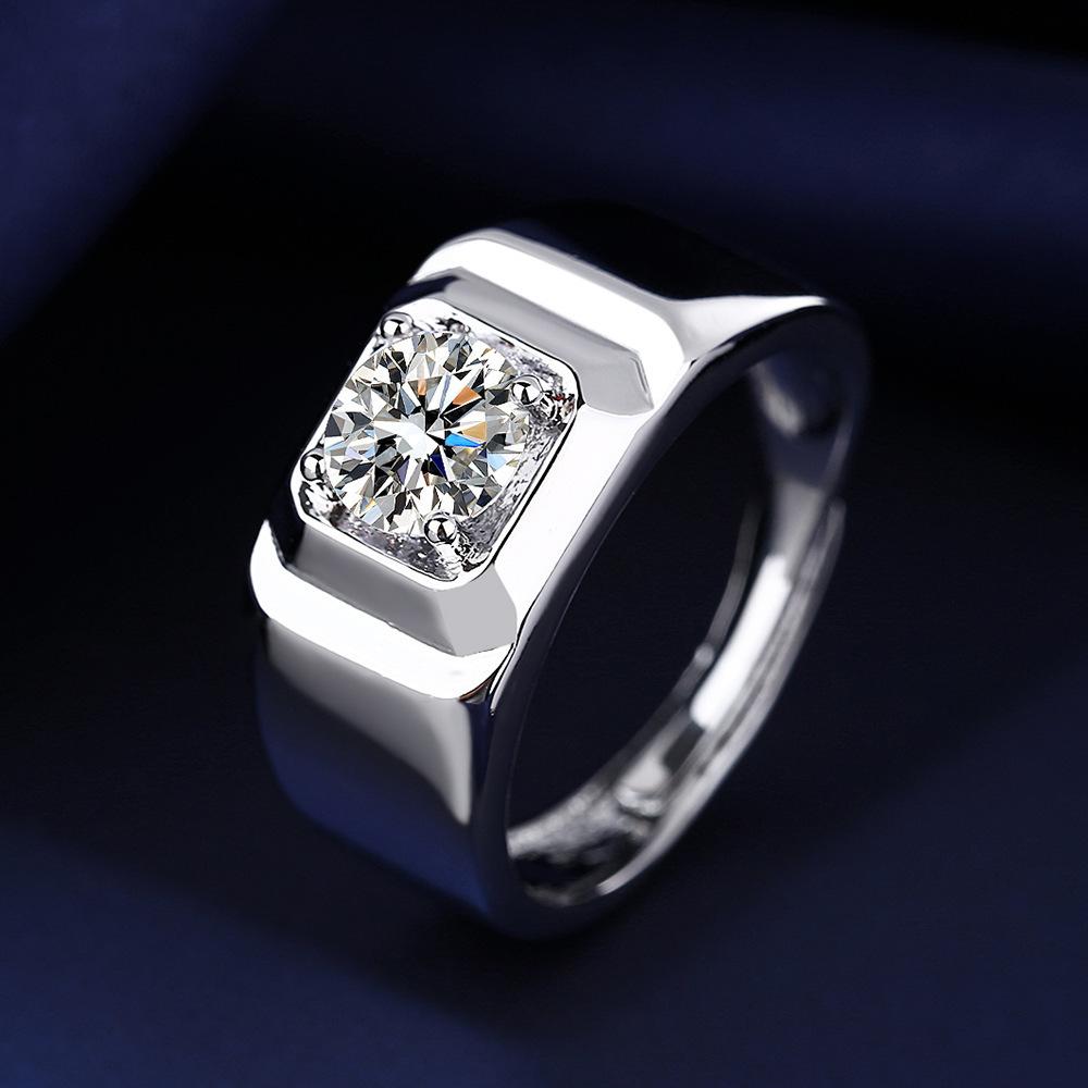 Moissanite Simulation Diamond Ring for Men s Domineering Luxury Men s High Carbon Diamond Ring One Carat Men s Ring opening adjustable