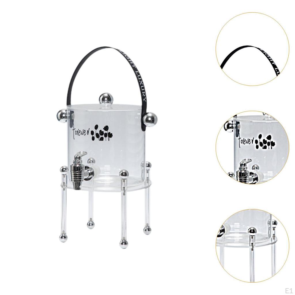 Iced Beverage Dispenser Fruit Teapot Bucket with Stand and Lid Cold Kettle Faucet for Kitchen