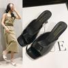 2024 Summer New Women Shoes Fashion Square Head Thin High Heel Sexy Slippers  sandals Zapatos De Mujer sandalias