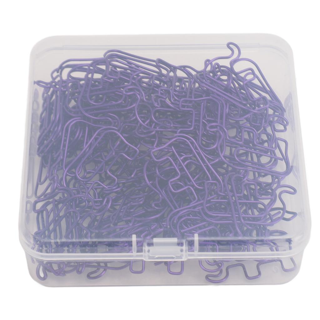 100pcs Paper Clip Cute Elephant Shaped Stainless Steel Paper Clip with Storage Box for Photo Bookmar