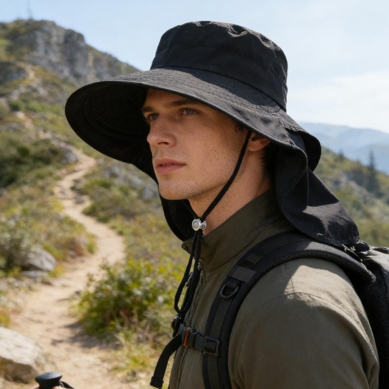 Sun Protective Wide Brims Fisherman Hat With Large Neck Covers For Outdoor Activity Hiking And Beach Camping Accessory