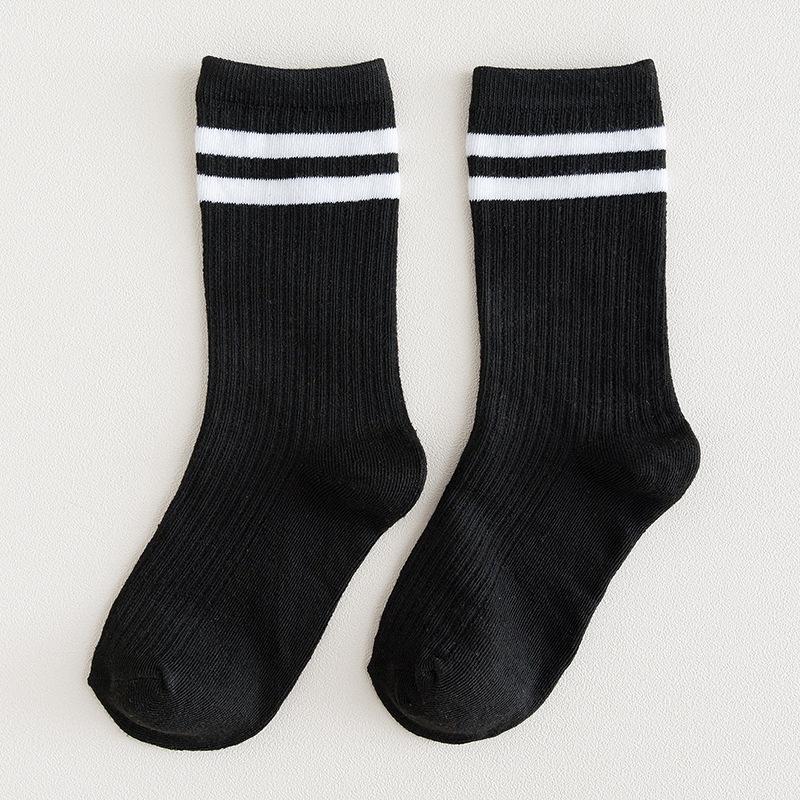 Harajuku Retro Wine Red Crew Socks Cotton Knitting Striped Long Socks Stripe Japanese High School Girls Cute Loose Socks Fashion