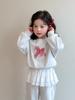 2025 Bow Lace Girls' Sporty Two-Piece Sweatshirt Set for Spring and Autumn