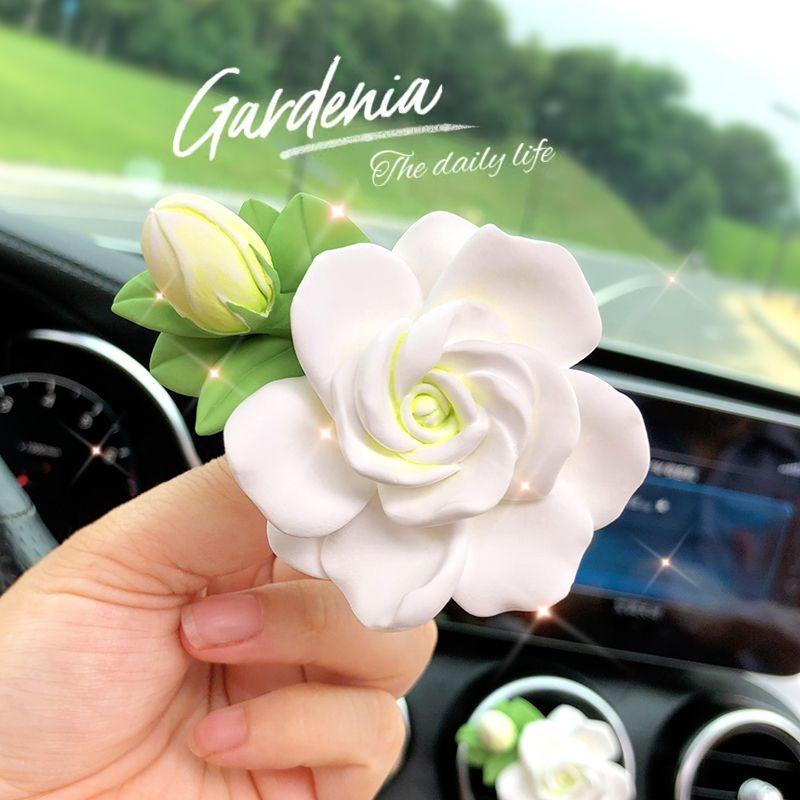 Air Outlet Flower Aromatherapy Car Decoration Gardenia Tulip Rose Peach Blossom Car Perfume Fragrant Stone Pendant