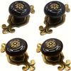 Vintage Ceramic Handles Elegant Vanity Kitchen Petal Cabinet Knobs Zinc Alloy Base Backplate Cabinet Wardrobe Drawer Door Handle