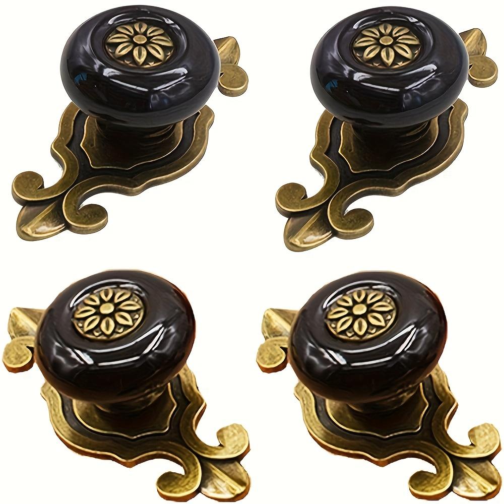 

Vintage Ceramic Handles Elegant Vanity Kitchen Petal Cabinet Knobs Zinc Alloy Base Backplate Cabinet Wardrobe Drawer Door Handle