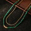 European and American malachite beaded necklace brass gold-plated non-fading niche ethnic style neck chain light luxury stacked collarbone chain