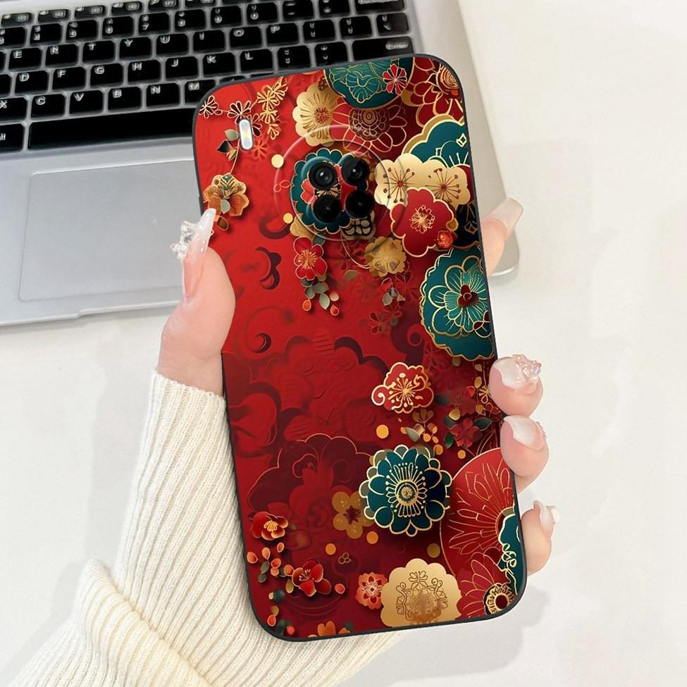 For Huawei Y9A Case Cover Luxury Fashion Flowers Kawaii Cute Cat Shockproof Phone Case For Huawei FRL-22 FRL-23 FRL-L22 FRL-L23