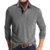 Men's Solid Color Button Lapel Long Sleeve Top Men's Casual Fashion Long Sleeve Top