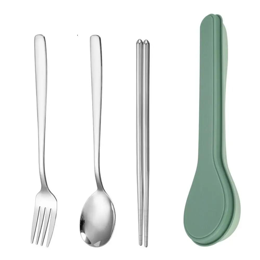 Cutlery Set with Storage Case Korean Style Portable Tableware Set Home School Kitchen Dinnerware Services Utensil Set Spoons