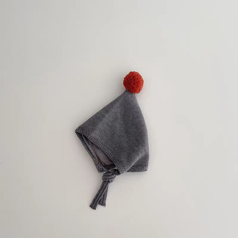 Baby Hat Cute Hairball Knitted Ear Hat Autumn and Winter Men's and Women's Lace-up Warm Pointed Wizard Baby Wool Hat