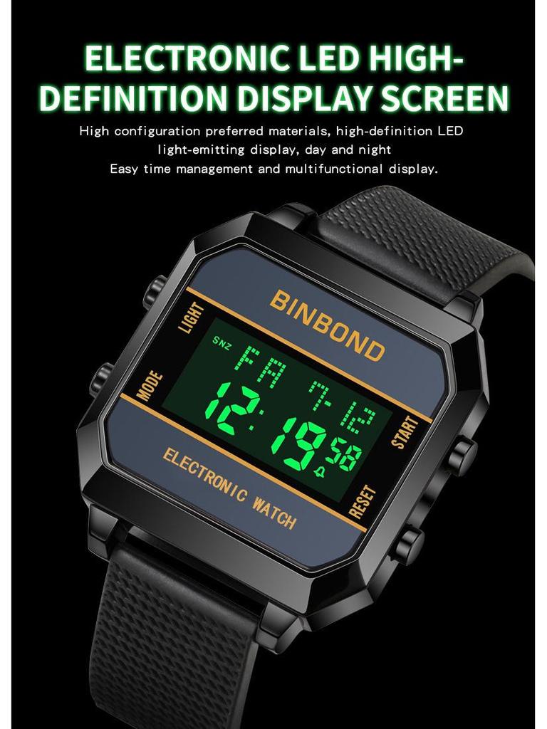 Multifunctional Waterproof Men's Sports Watch - Fashionable Electronic Design for Students