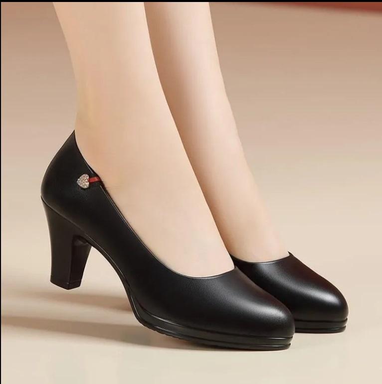 Female Classic High Quality Spring Slip On Square Heel Pumps Women Fashion Comfort Spring Summer Office Shoes A1413