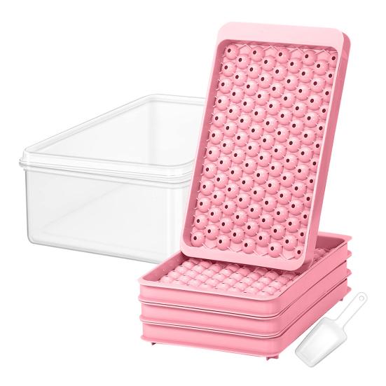 Mini Ice Cube Tray with Shovel And Storage Box Easy Release Ice Mold 104 Cubes Ice Ball Maker for Freezer Chilling Drink Coffee Juice