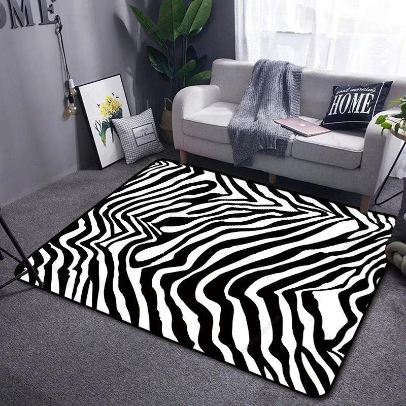 Korean-Inspired Plush Area Rug – Black & White Simple Thick Non-Slip Carpet for Living Room, Bedroom, Modern Home Decor