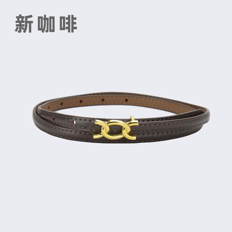 Vier Jahreszeiten Verfügbar Neuer Damen Dünner Gürtel Dekoration Anzug Mantel Mit Kleid, Rindsleder Dünner Gürtel Schlicht Und Modisch