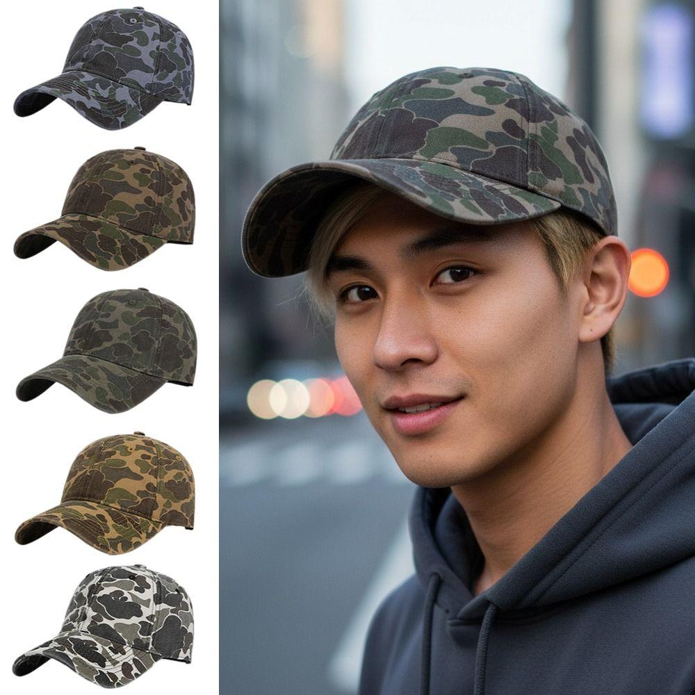 Adjustable Camo Peaked Cap Curved Brim Visor Sunscreen Hats Streetwear Hat  For Man Women Unisex